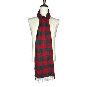Abercrombie & Fitch | Men | Wool Blend Checker Plaid Cozy Fringe Scarf | OS